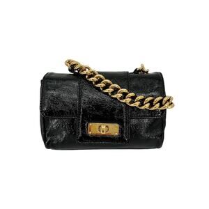MARC JACOBS Textured Patent Leather Mini Chain Bag in Black